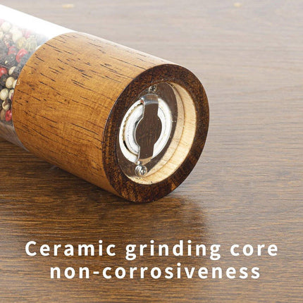 Wooden Pepper Grinder Handheld Salt Mill Spice Grinder Adjustable Kitchen Tool