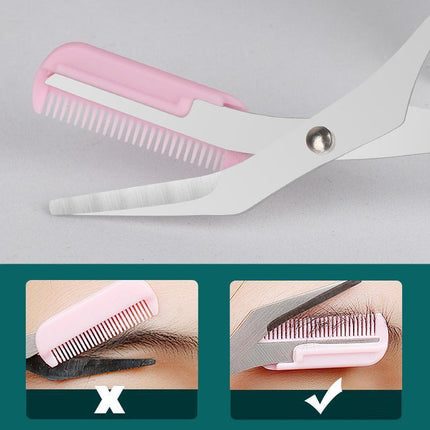 Eyebrow Trimmer Grooming Scissors Eyelash Thinning Shears Comb Brow Shaping Tool - Aimall