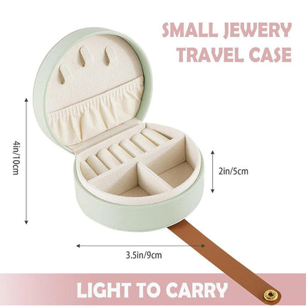 Small Portable Leather Jewelry Box Travel Case for Necklace Ring Earring Storage