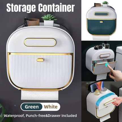 Wall Mounted Multifunctional Tissue Box Toilet Paper Storage Box Non-perforated