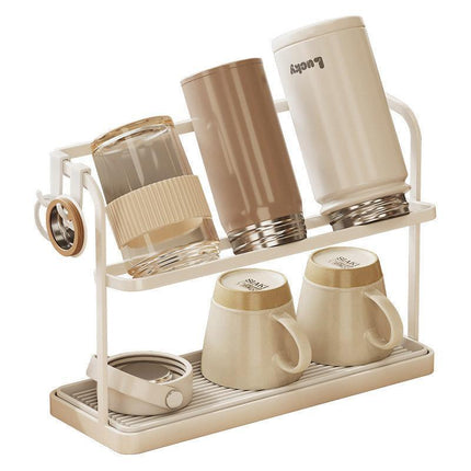 Double Cup Holder Home Desktop Upside Down Draining Rack Storage Shelf Organiser