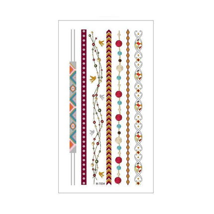 Women Lady Metallic gold silver color boho arm Body Temporary Tattoo Sticker Art - Aimall