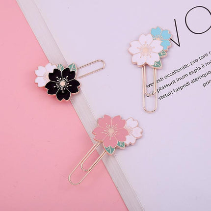 Bookmark Sakura Flowers Metal Bookmark Cherry Blossom Kids Paper Clip - Aimall