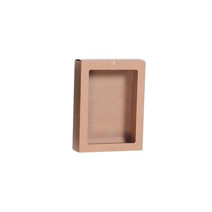 50PCS Kraft Paper Packing Box With Transparent PVC Window Drawer Display Gift Boxes Aimall