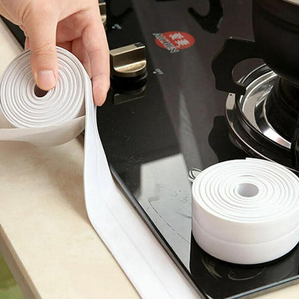 Kitchen Bathroom Sink Sealing Strip Waterproof Tape 3.2M White Easy to Clean Clear - Aimall