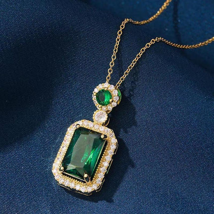 Vintage Paraiba Tourmaline Emerald Gemstone Earrings Ring Necklace Women Gift - Aimall