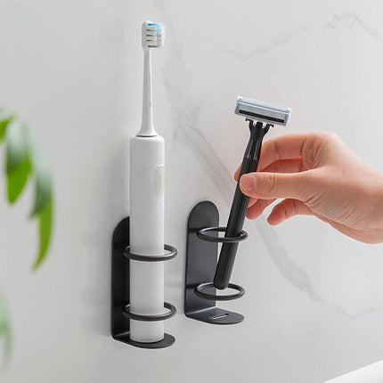 2pcs Iron Wall Mounted Toothbrush Holder No Punch Bathroom Storage Shelf Rack