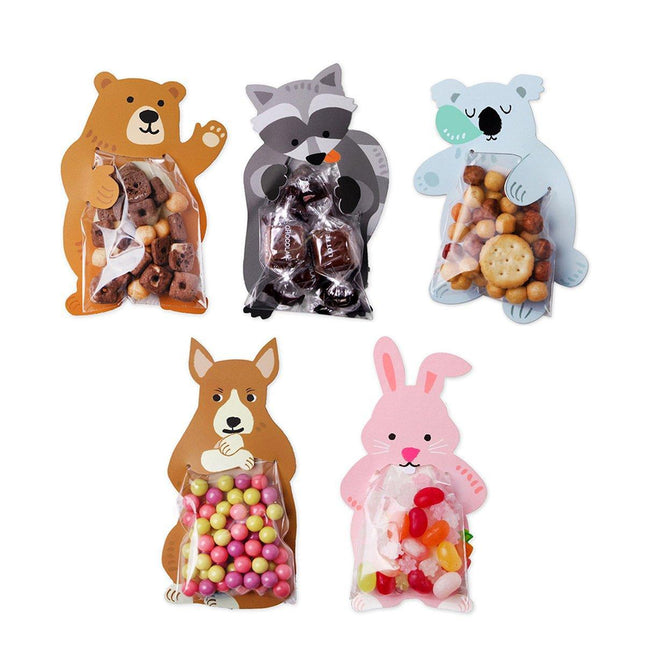 100pcs Cute 3D Cartoon Animal Candy Bags for Party Favors Birthday Gift Wrapping