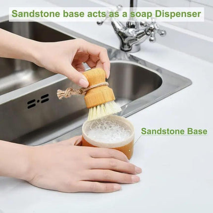 3pcs Dishwashing Brush Set Short Handle Pot Brush for Kitchen Cleaning Scrubbing