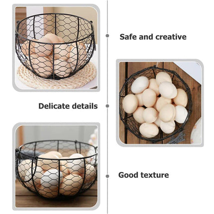 Egg Basket Fruit Storage Basket Blue Iron Basket Home Sundries Organiser Holder