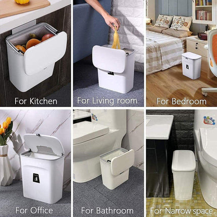 Wall Mounted Kitchen Trash Can with Sliding Lid Hanging Waste Bin for Household