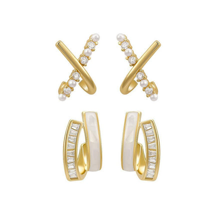 Golden Elegance Zircon Stud Earrings Women Wedding Jewelry Elegant Best Gift - Aimall