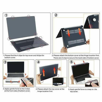 Macbook Air Pro Glossy Crystal Clear Case + Keyboard Cover 13" 16" 15" inch Transparent - Aimall