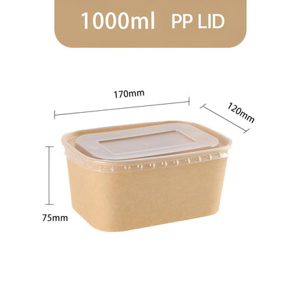 50pcs Eco Friendly Kraft Paper Food Containers Lunch Boxes for Picnic Takeout