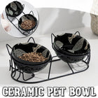 Double Ceramic Anti-Tipping Cat Dog Food and Water Bowl with Spine Fixed Design