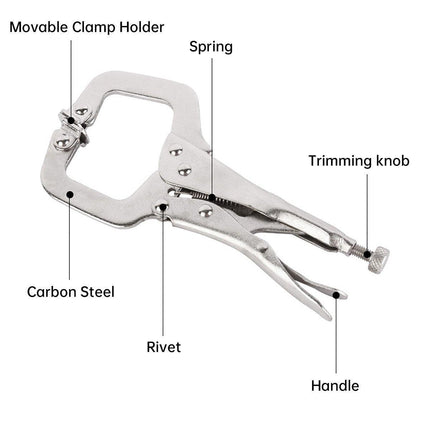 4PCS C-Type Pliers Set Pipe Clamp Square Jaw Pliers Manual Grip Hand Tool