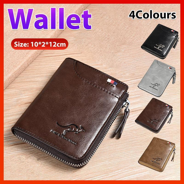 Men's RFID Blocking Leather Short Wallet Credit ID Card Cash Holder Purse - Aimall