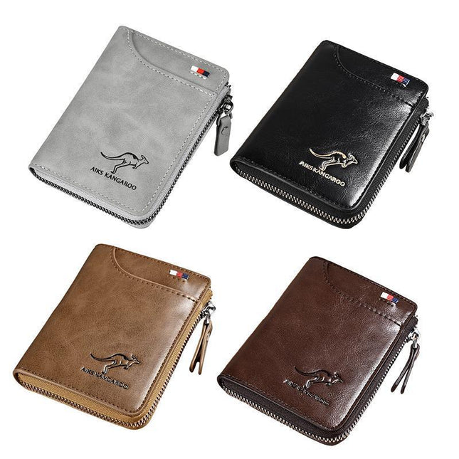 Men's RFID Blocking Leather Short Wallet Credit ID Card Cash Holder Purse - Aimall