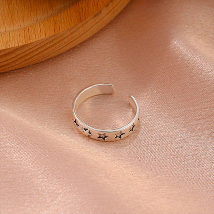 Adjustable Simple Ring Stacked 5-pointed Star Jewelry Fashion Unisex Design