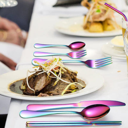 8PCS Portable Stainless Steel Tableware Dinnerware Travel Camping Cutlery Set - Aimall
