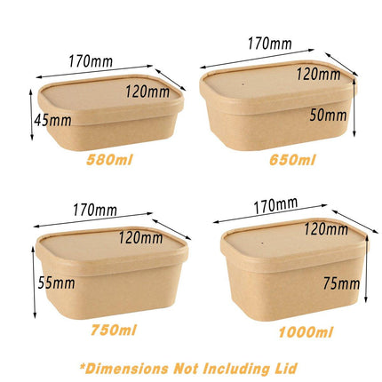 50pcs Kraft Lunch Boxes Picnic Bento Light Lunch Boxes Eco Friendly Containers