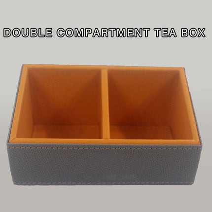 Beveled Double Compartment Tea Caddy Hotel Room Organizer for Sugar Tea Bags