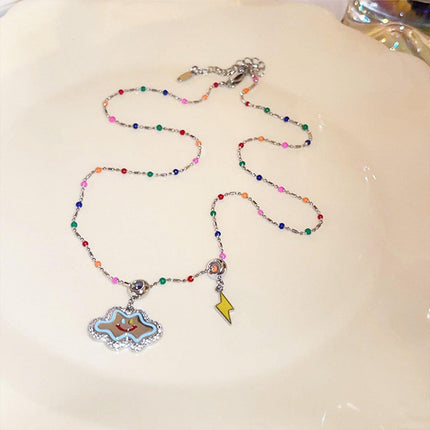 Colourful Smile Cloud Pendant Necklace Fashion Jewellery for Women Girls Gift