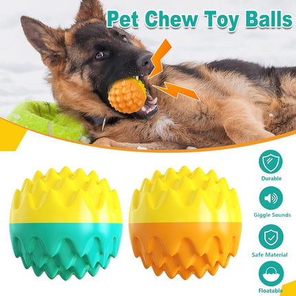 Dog Chew Ball Toy Elastic Teething Ball with Sound Interactive Puppy Play
