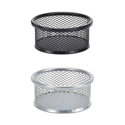 4PCS Black Sliver Mesh Paper Clip Holder Storage Bucket Desk Accessories Office