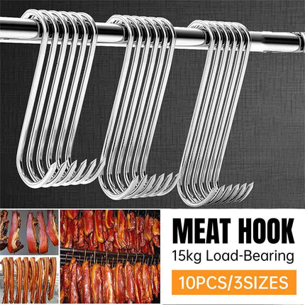 10PCS Steel S Meat Hooks for Beef Pork Lamb Roast Duck BBQ Grill Oven Hanging