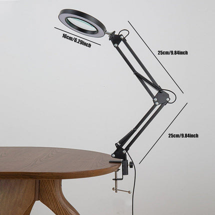 LED Magnifying Desk Lamp Eye Protection Long Arm Foldable Light Reading Repair