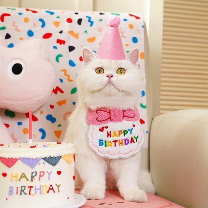 Pet Birthday Dog Cat Bib Scarf Hat Accessory Dogs Cats Celebration
