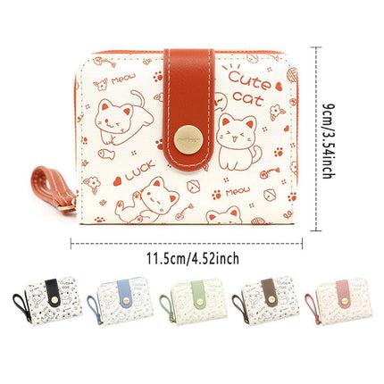 Cute Kitten Wallet Zipper Coin Purse for Girls Women Card Holder Student Style