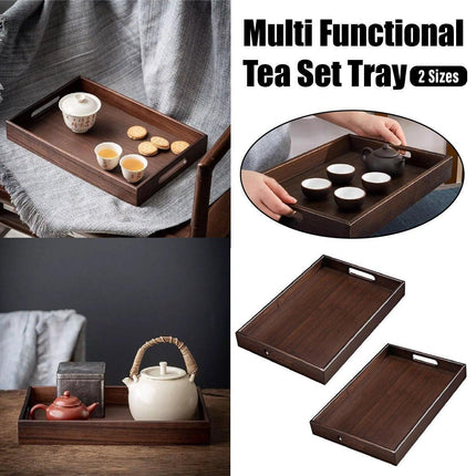 Bamboo Tea Tray Rectangular Tea Table Walnut Colour Fruit Bread Serving Plate