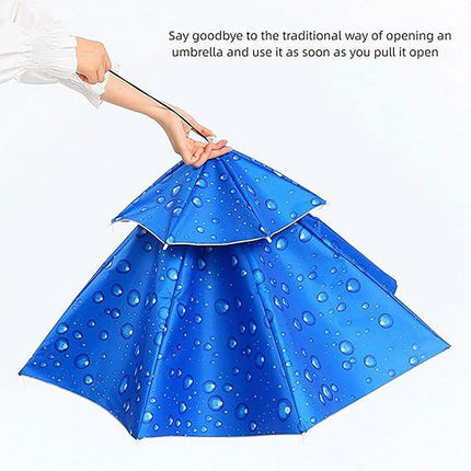 2-Layer Outdoor Foldable Sun Umbrella Hat Fishing Camping Headwear Cap Head Hat