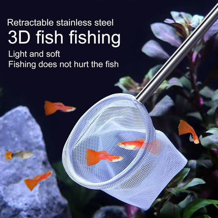 Retractable Fish Net for Fish Tank Pocket Fishing Net with Handle Aquarium Tools