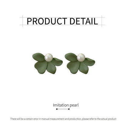Small Fresh Green Frosted Petal Earrings Fashion Jewellery Women Trendy