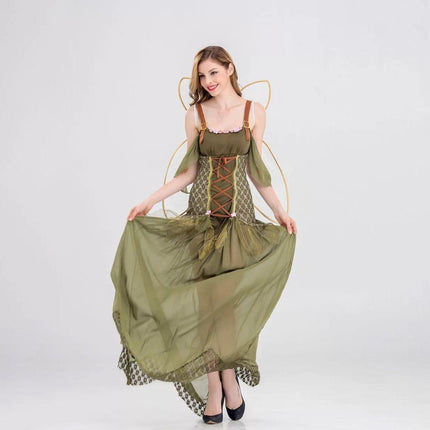 Halloween Green Fairy Princess Costume Flower Dress Up Outfit for Girls