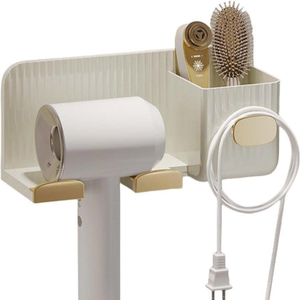 Hair Dryer Holder Rack Plastic Wall Mount No Drill Bathroom Organizer Storage