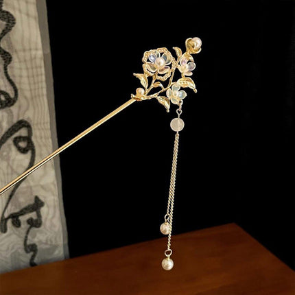 Rose Sprigs Hairpin Hanfu Headdress Vintage Chinese Hair Accessories