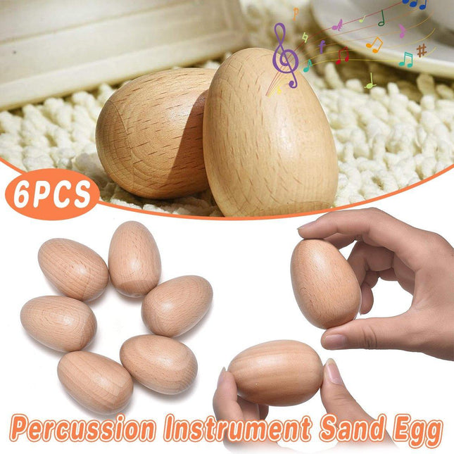 6pcs Musical Percussion Instruments Wooden Egg Shakers Rhythm Rattle For Kid Toy