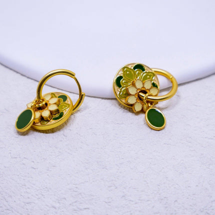 Chinese Vintage Colourful Flower Earrings Spring Jewelry for Women Fashion