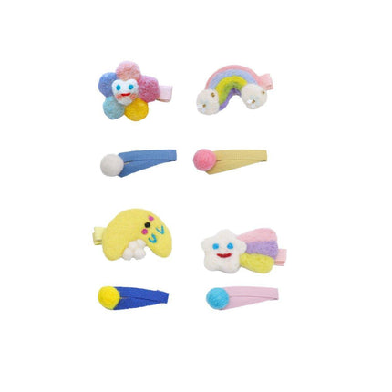 Cute Rainbow Moon Hairpin with Fabric Felt Ball Fashion Hair Accessories Gift