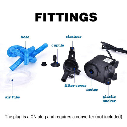3in1 Mini Aquarium Fish Tank Filter Submersible Water Purifier Oxygen Pump