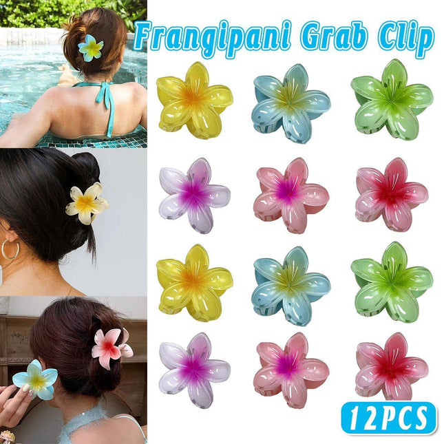 12pcs Gradient Candy Colour Flower Hair Clips Stylish Accessories for Women