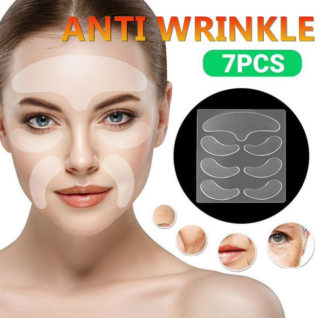 7Pcs Reusable Anti Wrinkle Forehead Face Pad Silicone Removal Patch Skin Care Au - Aimall
