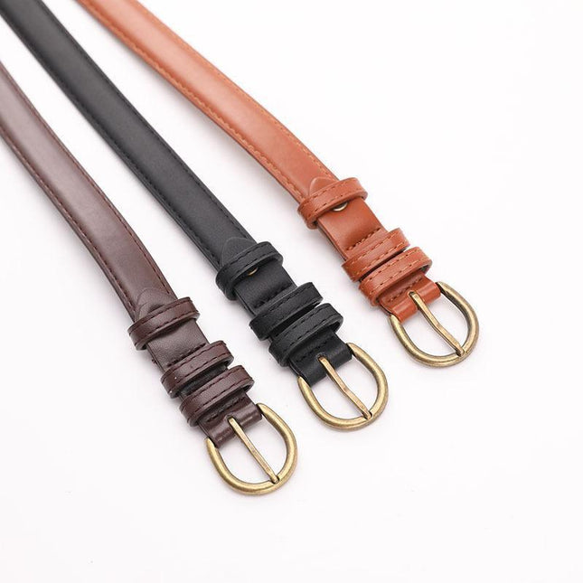 Female Women Candy Color Pu Leather Belt Dress Strap Thin Waistband Waist Belts - Aimall