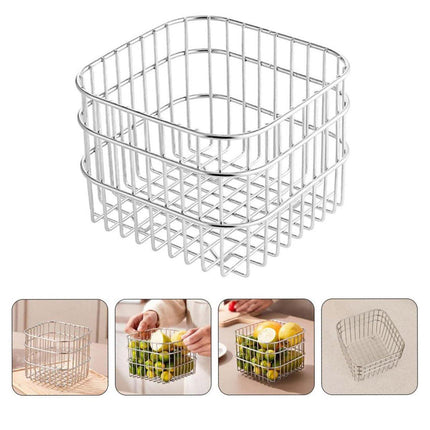 Stainless Steel Household Storage Basket Square Organizer for Kitchen and Home