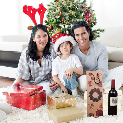 20PCS Christmas Wine Bottle Gift Bags Kraft Paper Red Wine Bag Holiday Set