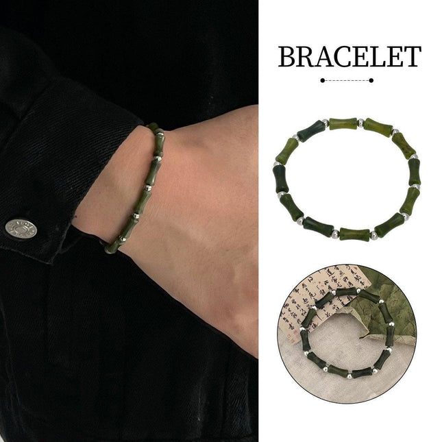 New Chinese Green Bamboo Splicing Bracelet Unique Handmade Jewelry Fashion
